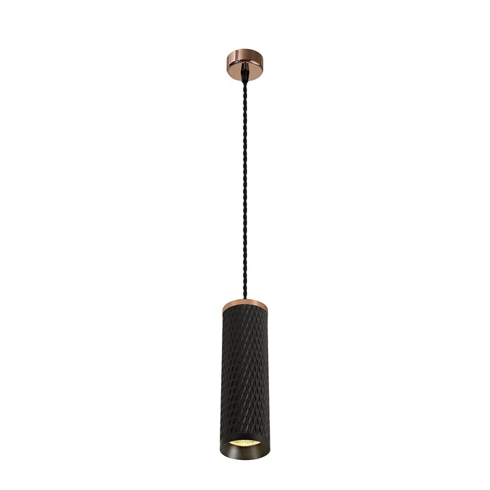 Nelson Lighting NLK02079 Silence 1 Light 20cm Pendant Light Rose Gold/Sand Black