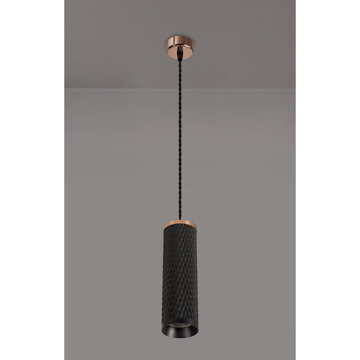 Nelson Lighting NLK02079 Silence 1 Light 20cm Pendant Light Rose Gold/Sand Black