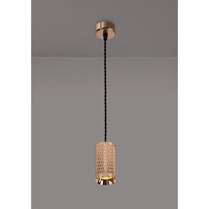 Nelson Lighting NLK02099 Silence 1 Light 30cm Pendant Light Rose Gold/Sand Black