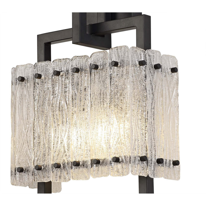 Nelson Lighting NL76879 Sorrel Wall Lamp 2 Light Matt Black/Crystal Sand Glass