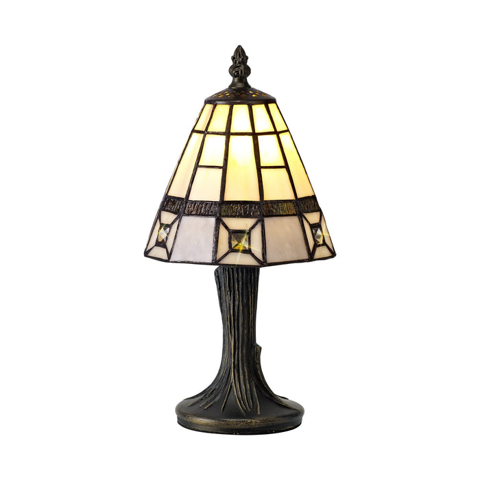 Nelson Lighting NL72309 Squad Tiffany Table Lamp Cream/Grey/Clear Crystal Shade