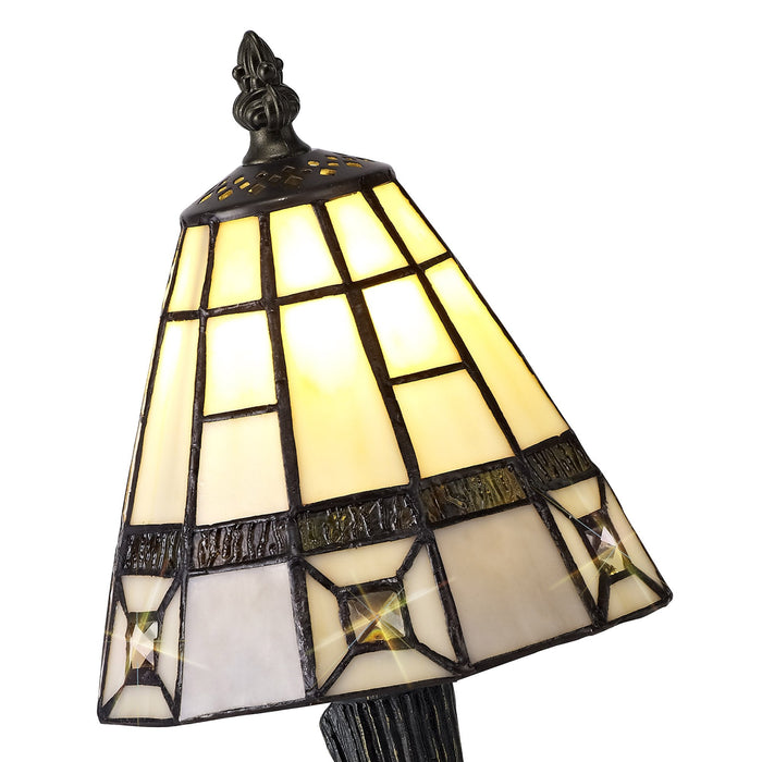 Nelson Lighting NL72309 Squad Tiffany Table Lamp Cream/Grey/Clear Crystal Shade