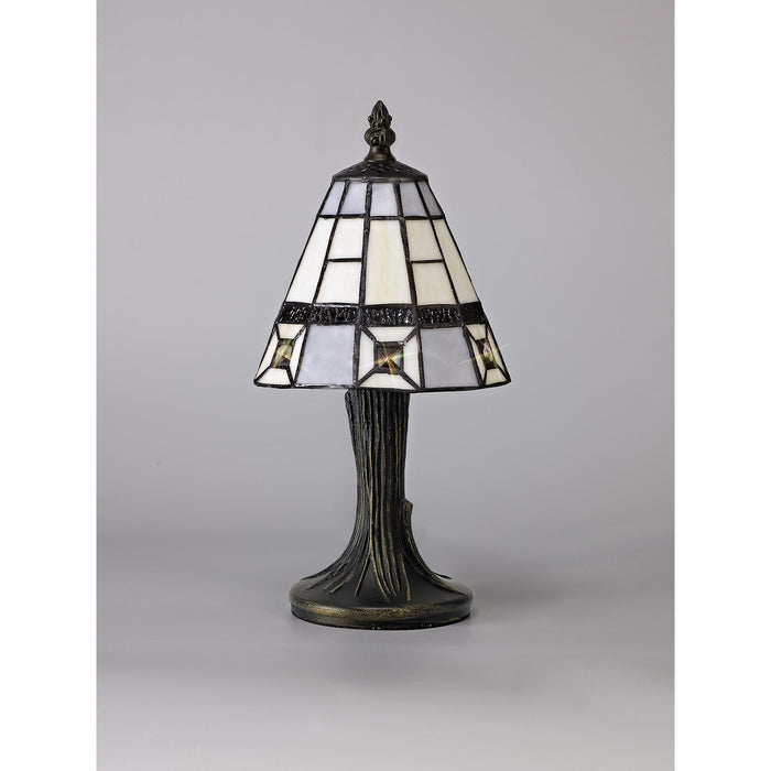 Nelson Lighting NL72309 Squad Tiffany Table Lamp Cream/Grey/Clear Crystal Shade