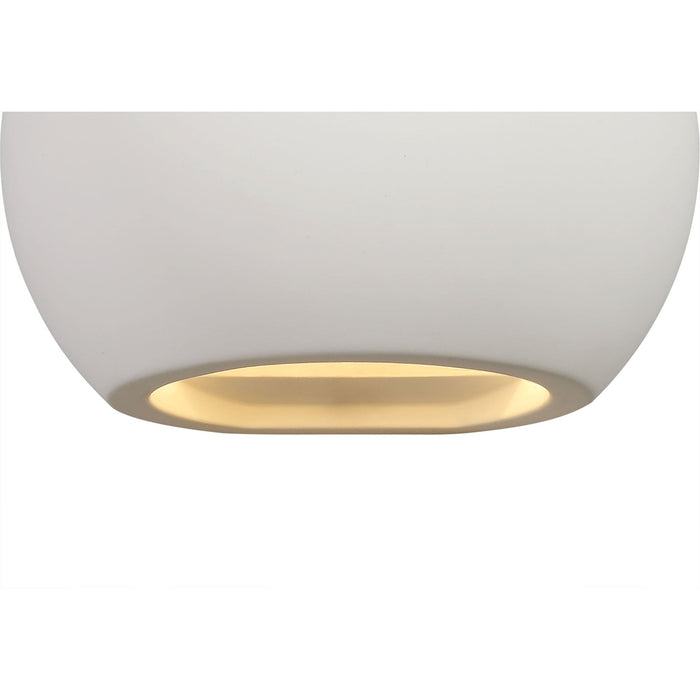 Nelson Lighting NL77149 Sucro Round Ball Up & Down Wall Lamp 1 Light White Paintable Gypsum