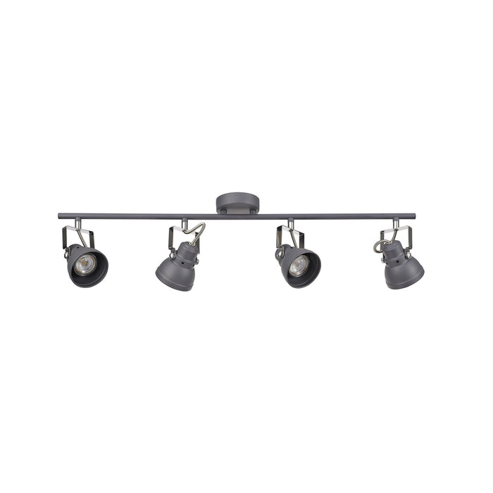 Nelson Lighting NL81209 Tabby Adjustable Bar Spot Light 4 Light Matt Grey/Polished Chrome