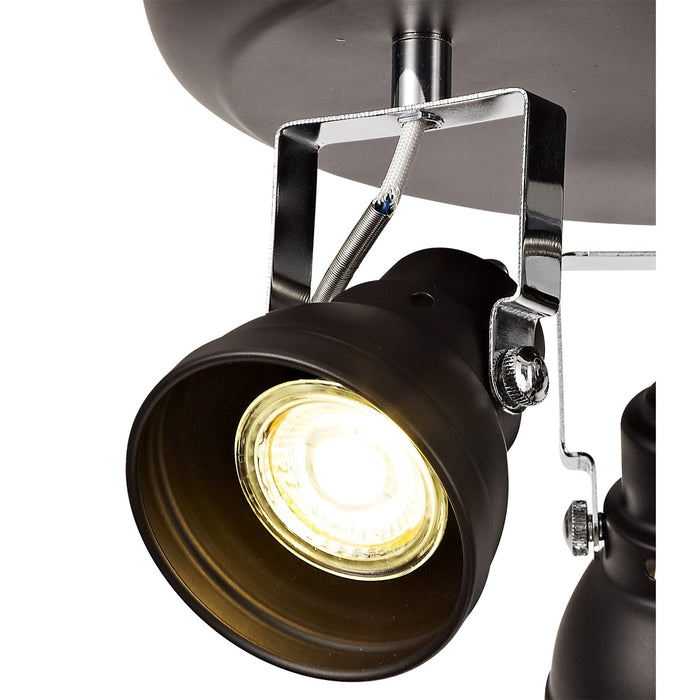 Nelson Lighting NL81519 Tabby Adjustable Round Spot Light 3 Light Oiled Bronze/Polished Chrome