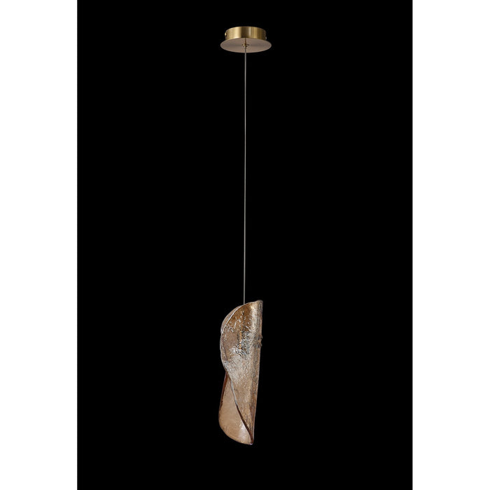 Nelson Lighting NL81929 Taki Pendant 1 Light Brass/Polished Chrome & Cognac Glass