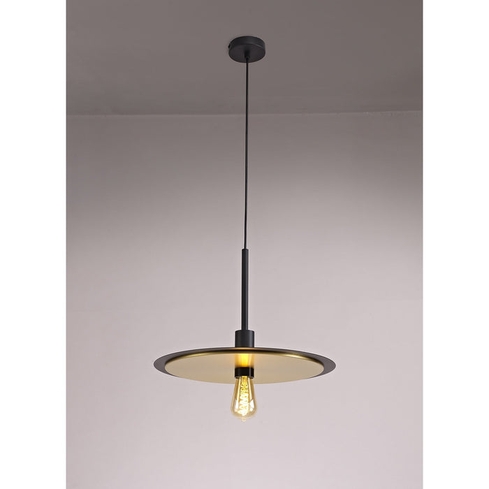 Nelson Lighting NL75679 Tazzy Single 3In1 Ceiling Flush Semi-Fush & Pendant Light Black/Gold