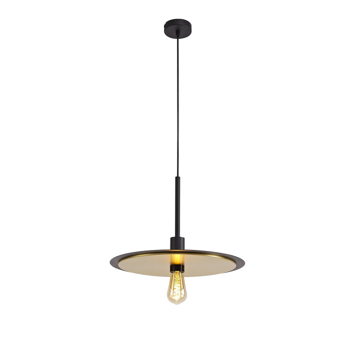 Nelson Lighting NL75679 Tazzy Single 3In1 Ceiling Flush Semi-Fush & Pendant Light Black/Gold