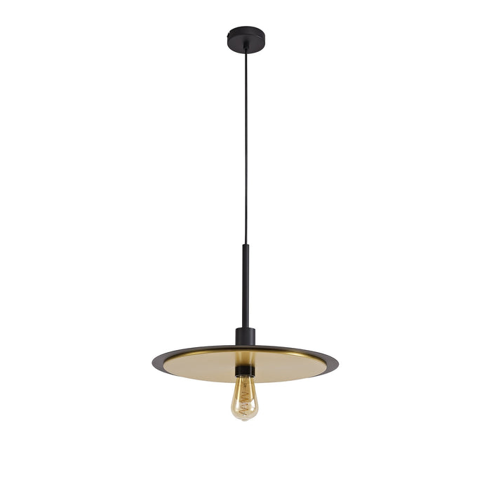 Nelson Lighting NL75679 Tazzy Single 3In1 Ceiling Flush Semi-Fush & Pendant Light Black/Gold