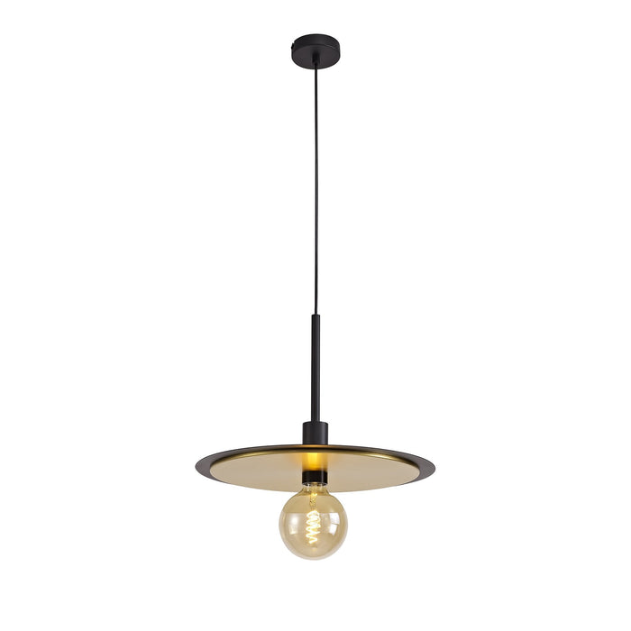 Nelson Lighting NL75679 Tazzy Single 3In1 Ceiling Flush Semi-Fush & Pendant Light Black/Gold