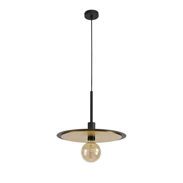 Nelson Lighting NL75679 Tazzy Single 3In1 Ceiling Flush Semi-Fush & Pendant Light Black/Gold