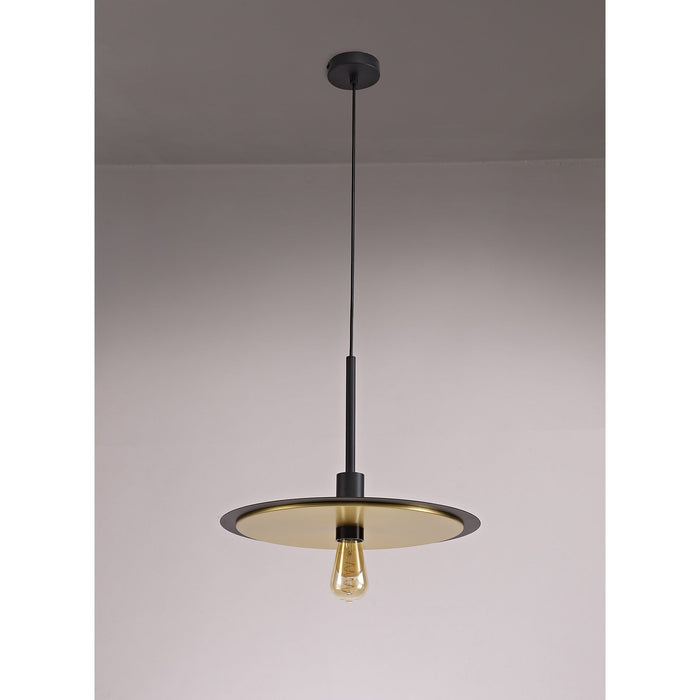 Nelson Lighting NL75679 Tazzy Single 3In1 Ceiling Flush Semi-Fush & Pendant Light Black/Gold