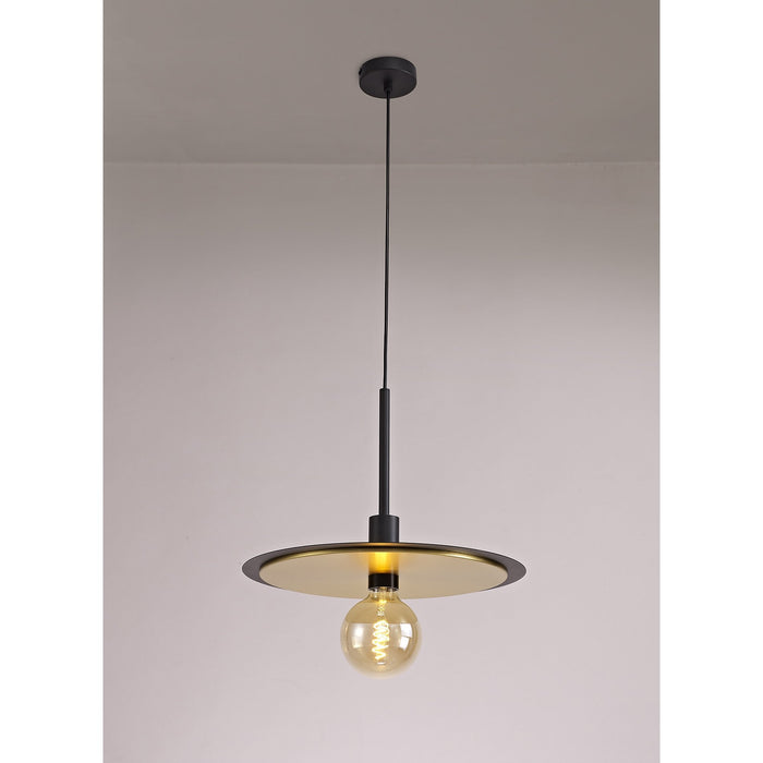 Nelson Lighting NL75679 Tazzy Single 3In1 Ceiling Flush Semi-Fush & Pendant Light Black/Gold