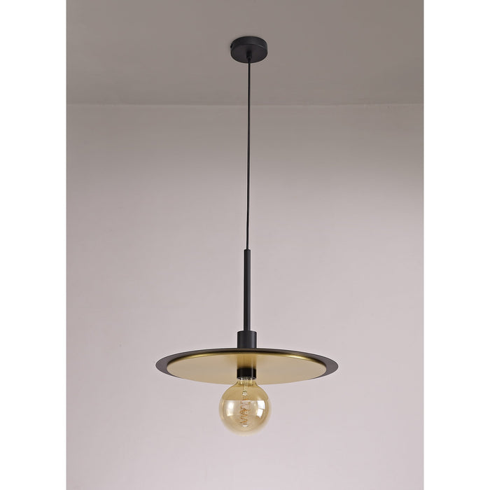 Nelson Lighting NL75679 Tazzy Single 3In1 Ceiling Flush Semi-Fush & Pendant Light Black/Gold