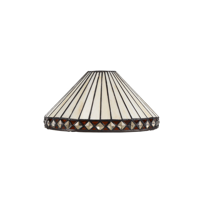 Nelson Lighting NLK02209 Tink 1 Light Down Lighter Pendant With 30cm Tiffany Shade Amber/Chrome/Crystal/Aged Antique Brass