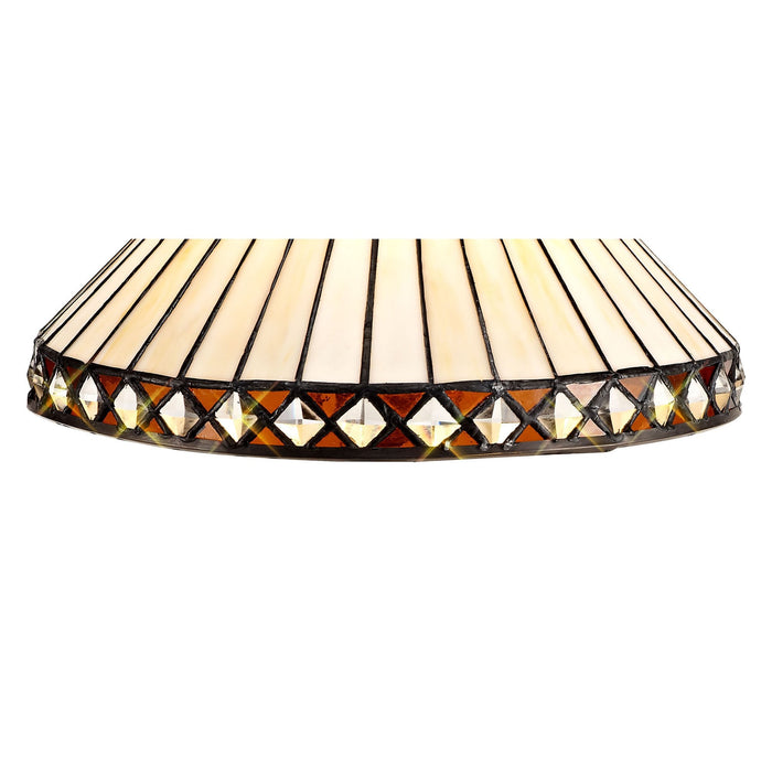 Nelson Lighting NLK02249 Tink 3 Light Semi Ceiling With 30cm Tiffany Shade Amber/Chrome/Crystal/Aged Antique Brass