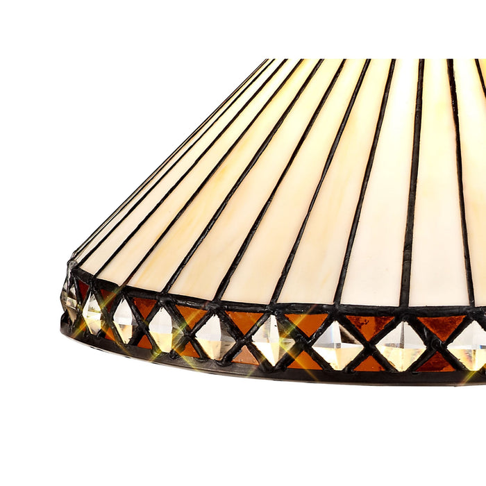 Nelson Lighting NLK02249 Tink 3 Light Semi Ceiling With 30cm Tiffany Shade Amber/Chrome/Crystal/Aged Antique Brass