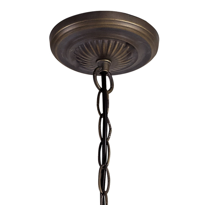 Nelson Lighting NLK02259 Tink 2 Light Up Lighter Pendant With 30cm Tiffany Shade Amber/Chrome/Crystal/Aged Antique Brass