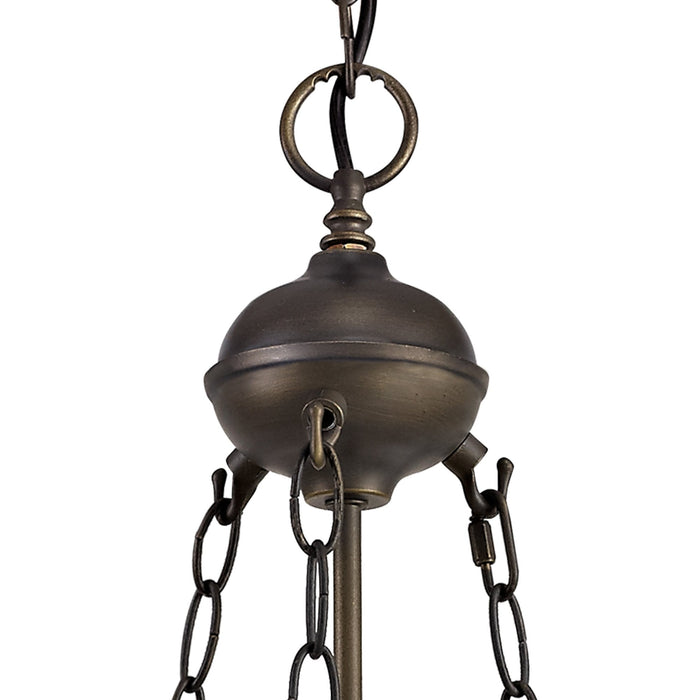 Nelson Lighting NLK02259 Tink 2 Light Up Lighter Pendant With 30cm Tiffany Shade Amber/Chrome/Crystal/Aged Antique Brass