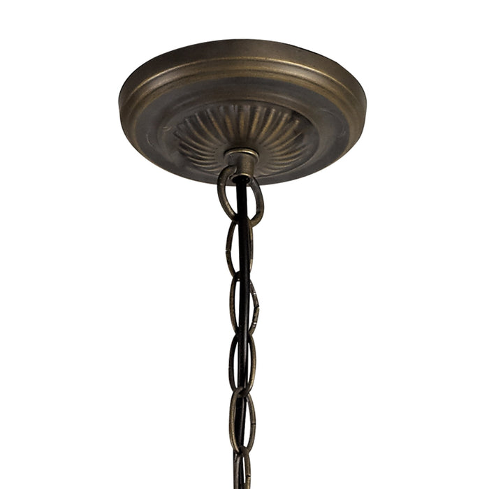 Nelson Lighting NLK02269 Tink 3 Light Up Lighter Pendant With 30cm Tiffany Shade Amber/Chrome/Crystal/Aged Antique Brass