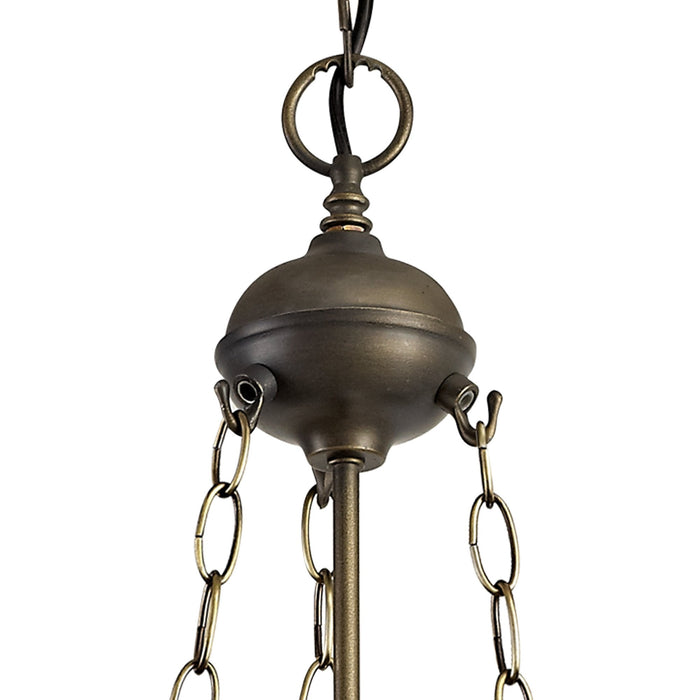 Nelson Lighting NLK02269 Tink 3 Light Up Lighter Pendant With 30cm Tiffany Shade Amber/Chrome/Crystal/Aged Antique Brass