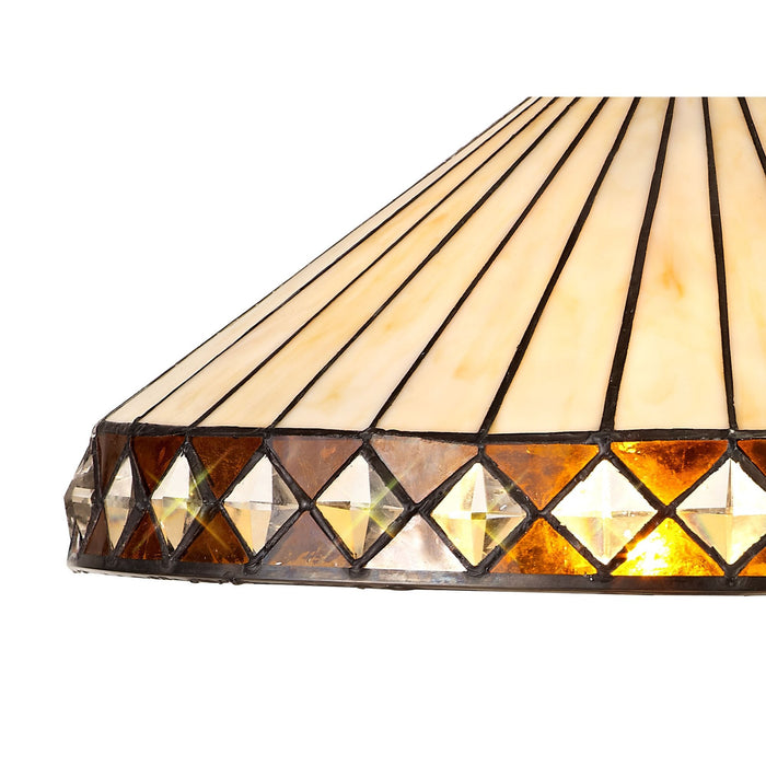 Nelson Lighting NLK02299 Tink 2 Light Octagonal Table Lamp With 40cm Tiffany Shade Amber/Chrome/Crystal/Aged Antique Brass