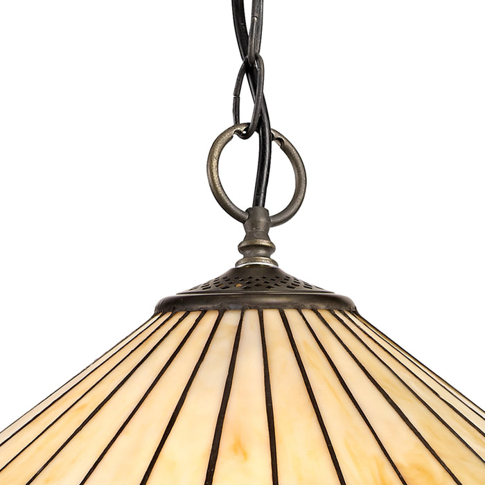 Nelson Lighting NLK02329 Tink 3 Light Down Lighter Pendant With 40cm Tiffany Shade Amber/Chrome/Crystal/Aged Antique Brass