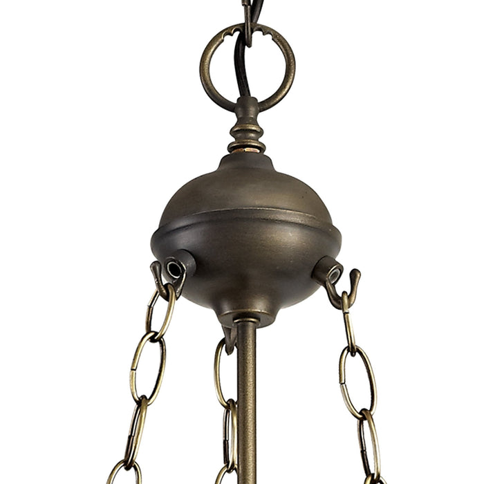 Nelson Lighting NLK02349 Tink 3 Light Up Lighter Pendant With 40cm Tiffany Shade Amber/Chrome/Crystal/Aged Antique Brass