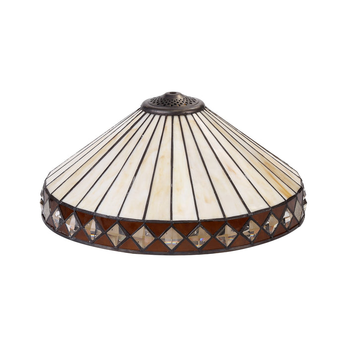 Nelson Lighting NLK02349 Tink 3 Light Up Lighter Pendant With 40cm Tiffany Shade Amber/Chrome/Crystal/Aged Antique Brass