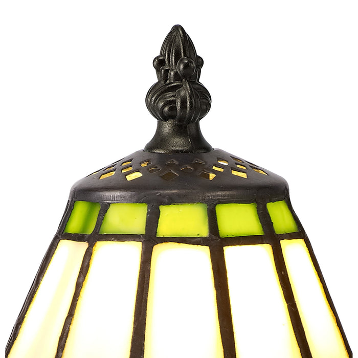 Nelson Lighting NL72259 Umbrian Tiffany Table Lamp Cream/Green/Clear Crystal Shade