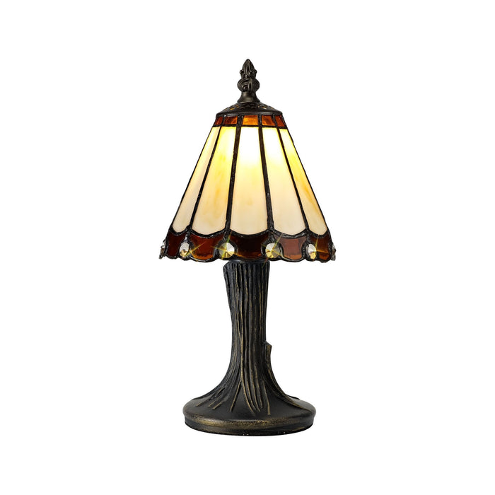 Nelson Lighting NL72319 Umbrian Tiffany Table Lamp Cream/Brown/Clear Crystal Shade