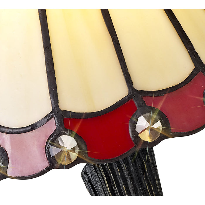 Nelson Lighting NL72329 Umbrian Tiffany Table Lamp Cream/Red/Clear Crystal Shade