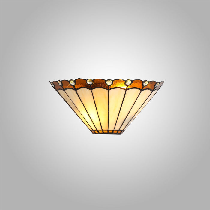 Nelson Lighting NL72459 Umbrian Tiffany Wall Lamp 2 Light Amber/Cream/Crystal