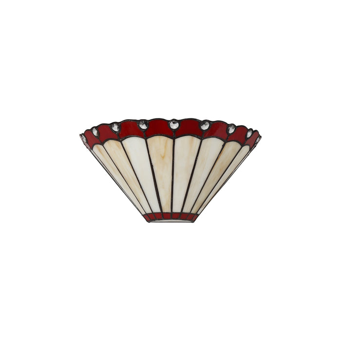 Nelson Lighting NL72489 Umbrian Tiffany Wall Lamp 2 Light Red/Cream/Crystal