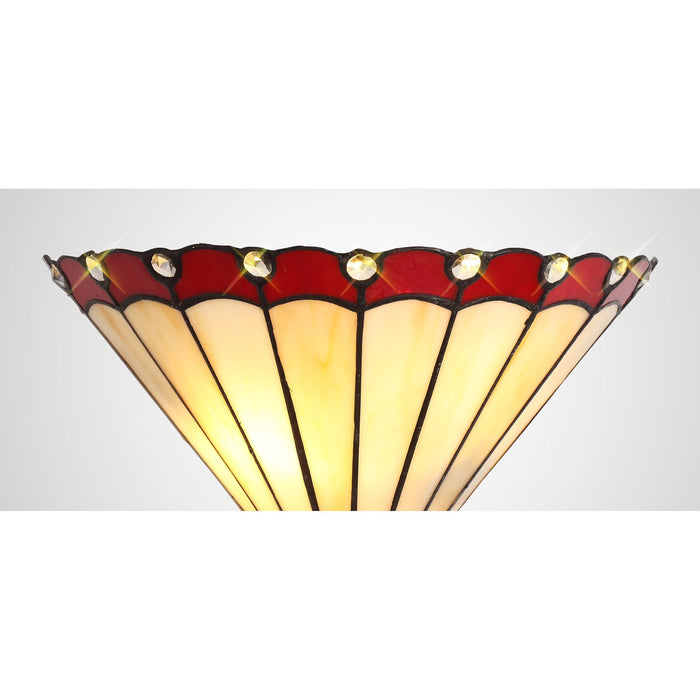 Nelson Lighting NL72489 Umbrian Tiffany Wall Lamp 2 Light Red/Cream/Crystal