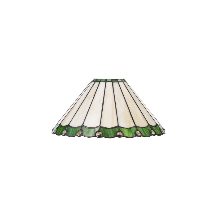 Nelson Lighting NLK02419 Umbrian 1 Light Octagonal Table Lamp With 30cm Tiffany Shade Green/Chrome/Crystal/Aged Antique Brass