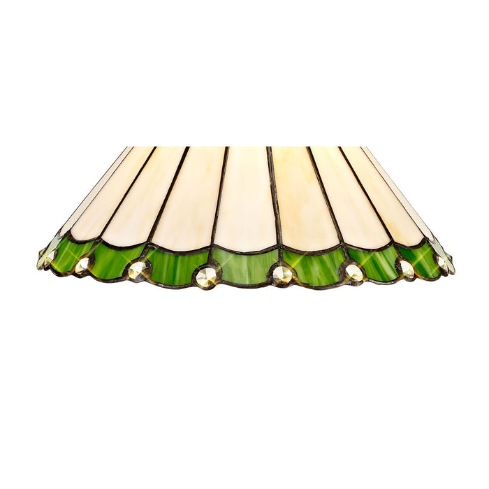 Nelson Lighting NLK02459 Umbrian 2 Light Semi Ceiling With 30cm Tiffany Shade Green/Chrome/Crystal/Aged Antique Brass