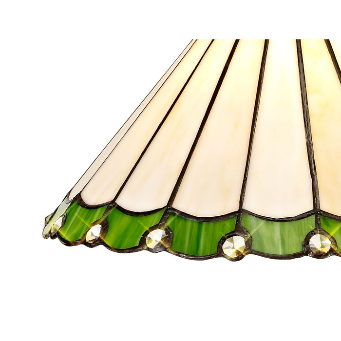 Nelson Lighting NLK02459 Umbrian 2 Light Semi Ceiling With 30cm Tiffany Shade Green/Chrome/Crystal/Aged Antique Brass