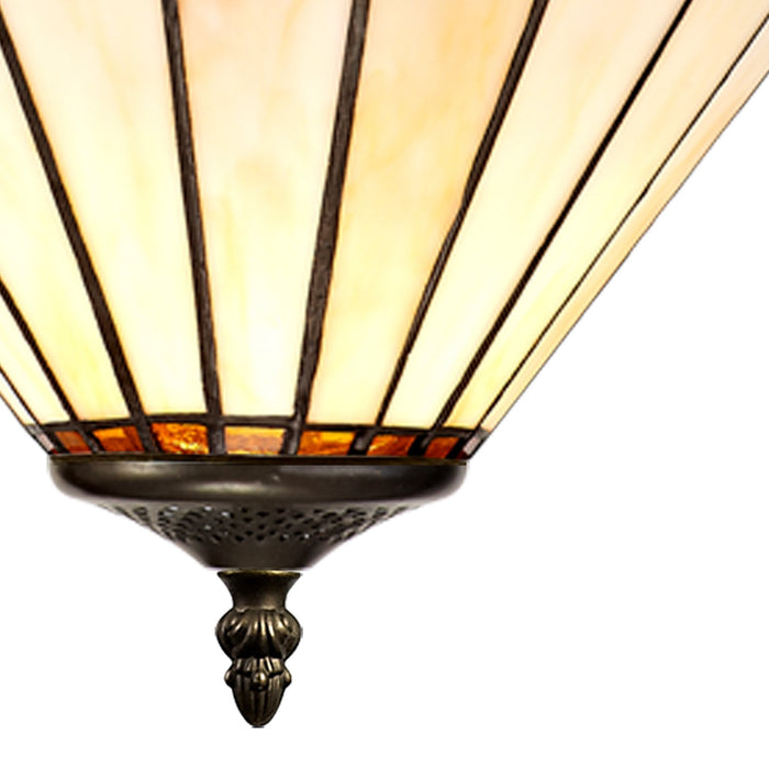 Nelson Lighting NLK02609 Umbrian 1 Light Up Lighter Pendant With 30cm Tiffany Shade Amber/Chrome/Crystal/Black