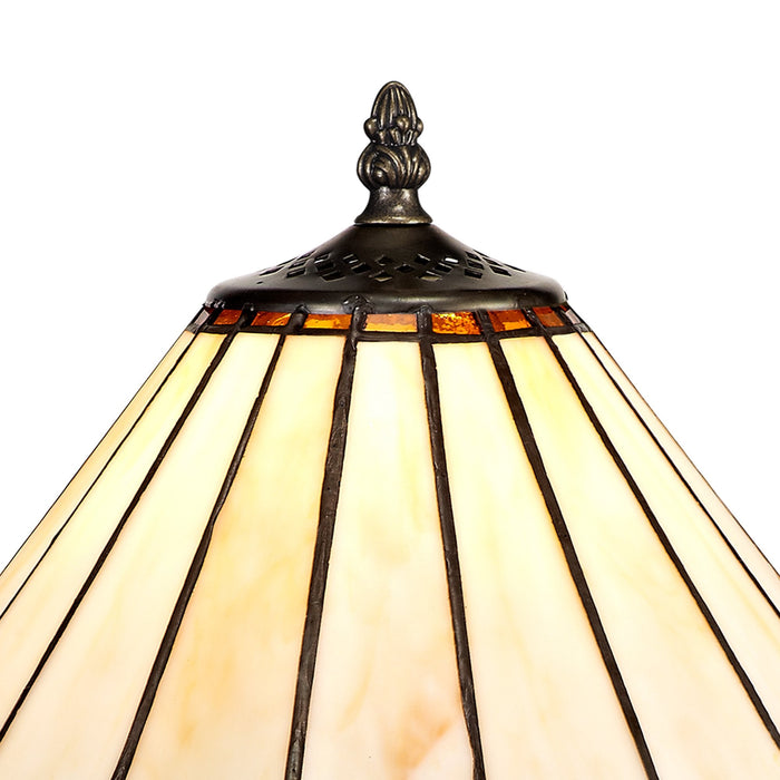 Nelson Lighting NLK02639 Umbrian 1 Light Octagonal Table Lamp With 30cm Tiffany Shade Amber/Chrome/Crystal/Aged Antique Brass