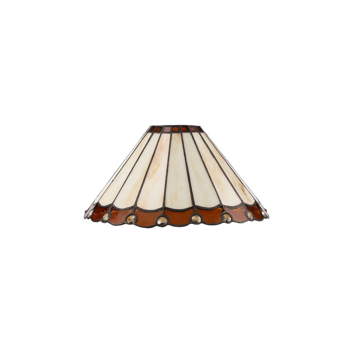 Nelson Lighting NLK02659 Umbrian 2 Light Down Lighter Pendant With 30cm Tiffany Shade Amber/Chrome/Crystal/Aged Antique Brass