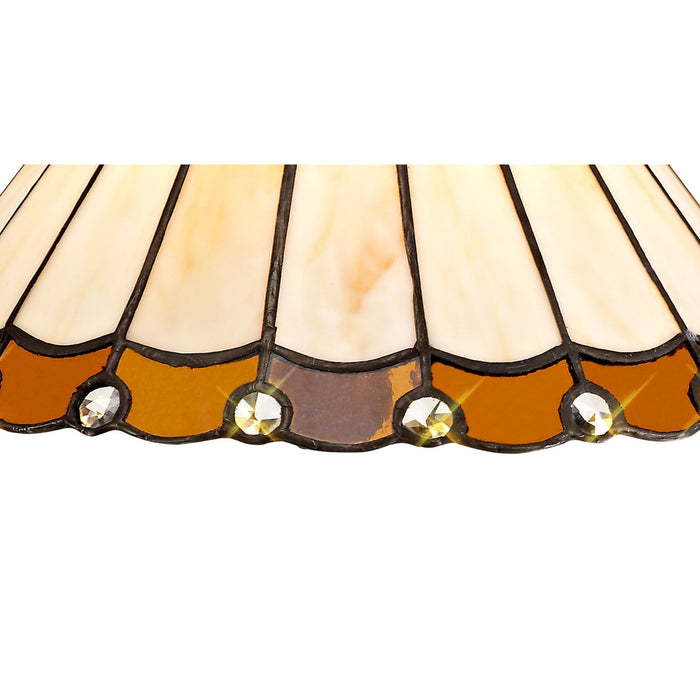 Nelson Lighting NLK02679 Umbrian 2 Light Semi Ceiling With 30cm Tiffany Shade Amber/Chrome/Crystal/Aged Antique Brass