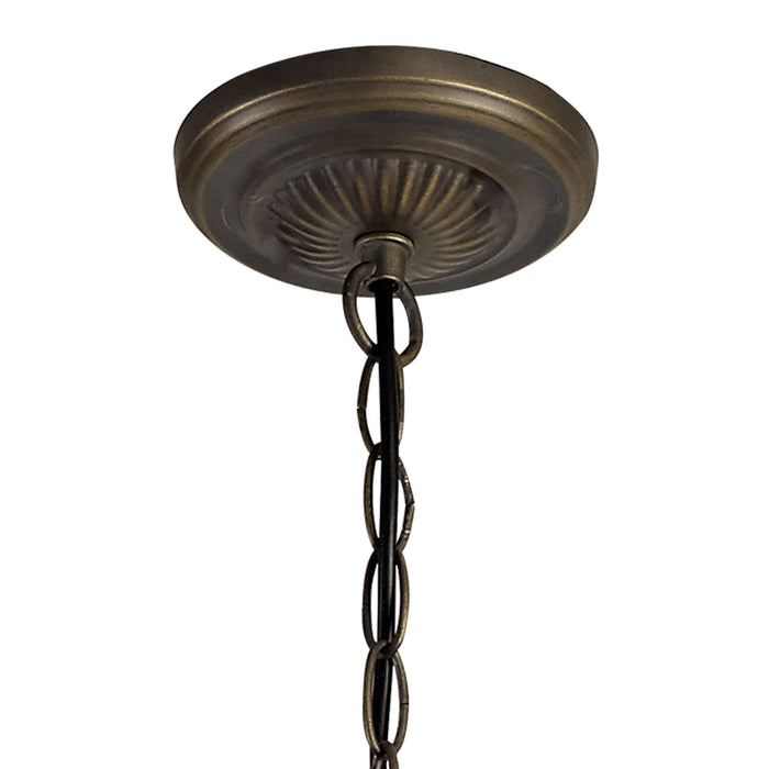 Nelson Lighting NLK02709 Umbrian 3 Light Up Lighter Pendant With 30cm Tiffany Shade Amber/Chrome/Crystal/Aged Antique Brass