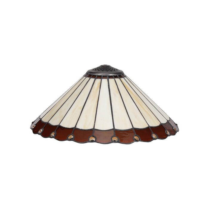 Nelson Lighting NLK02749 Umbrian 1 Light Down Lighter Pendant With 40cm Tiffany Shade Amber/Chrome/Crystal/Aged Antique Brass