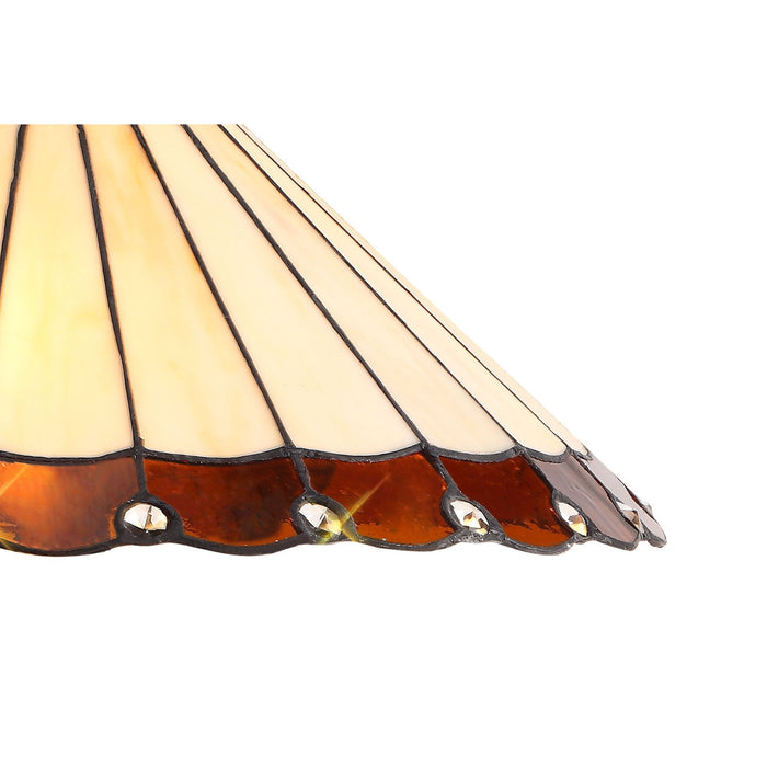 Nelson Lighting NLK02759 Umbrian 2 Light Down Lighter Pendant With 40cm Tiffany Shade Amber/Chrome/Crystal/Aged Antique Brass