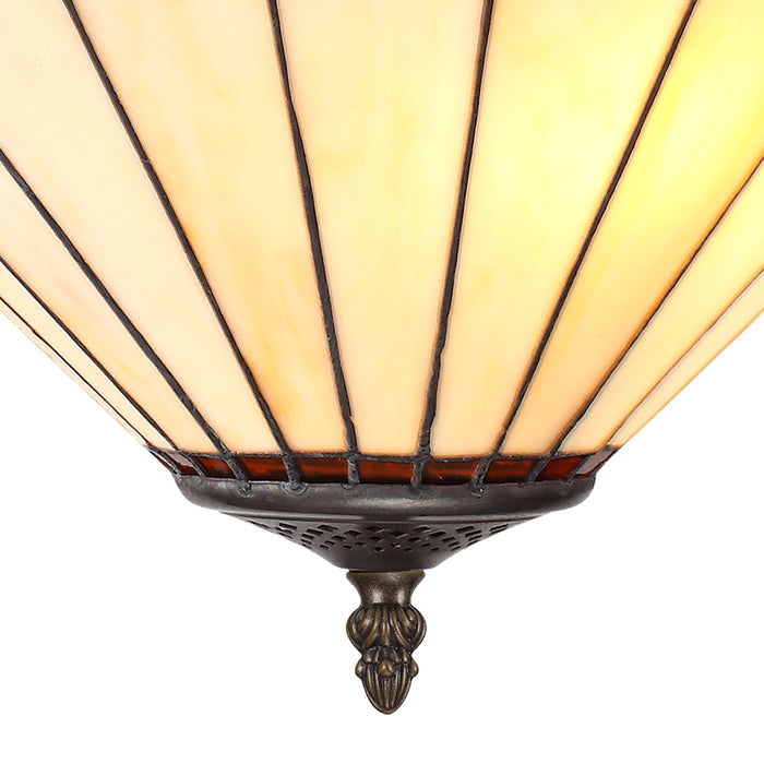 Nelson Lighting NLK02779 Umbrian 3 Light Semi Ceiling With 40cm Tiffany Shade Amber/Chrome/Crystal/Aged Antique Brass