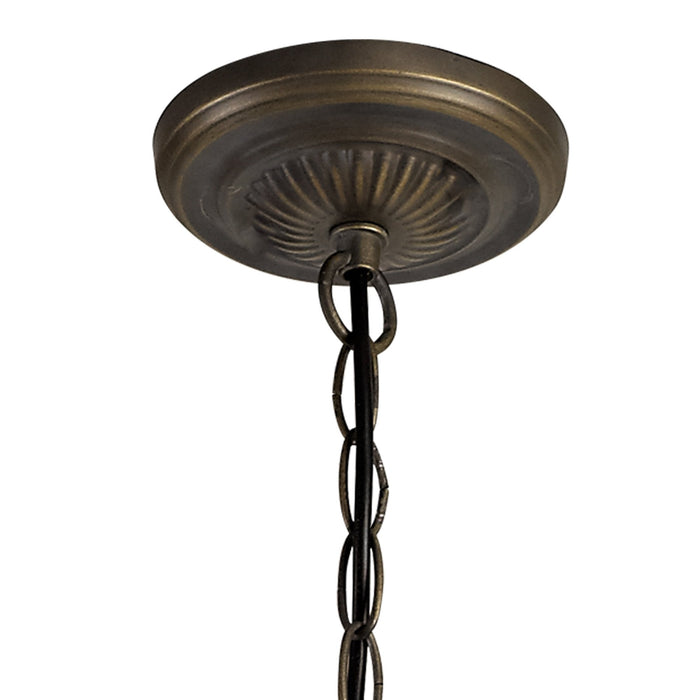 Nelson Lighting NLK02789 Umbrian 3 Light Up Lighter Pendant With 40cm Tiffany Shade Amber/Chrome/Crystal/Aged Antique Brass