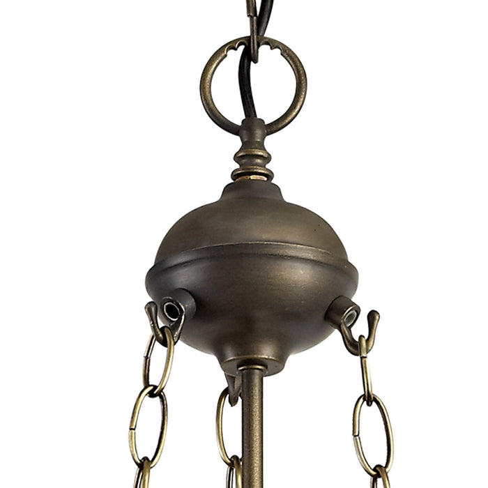 Nelson Lighting NLK02789 Umbrian 3 Light Up Lighter Pendant With 40cm Tiffany Shade Amber/Chrome/Crystal/Aged Antique Brass