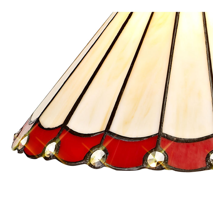 Nelson Lighting NLK02829 Umbrian 1 Light Up Lighter Pendant With 30cm Tiffany Shade Red/Chrome/Crystal/Black